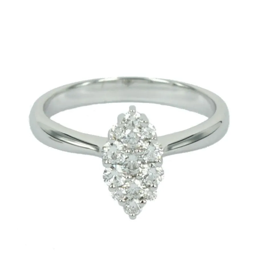 Clearance Anello Navette di Diamanti Taglio Brillante 0,46 Carati Anelli