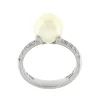 Sale Anello Perla Akoya in Oro Bianco con Diamanti 9 mm Anelli