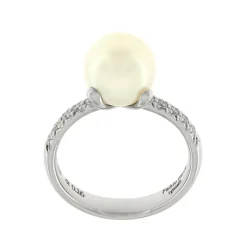 Sale Anello Perla Akoya in Oro Bianco con Diamanti 9 mm Anelli