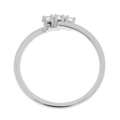 Clearance Anello Trilogy Asimmetrico in Oro Bianco con Diamanti 0,10 Carati Anelli Trilogy