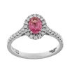 Sale Anello Zaffiro Rosa Ovale in Oro Bianco con Diamanti Anelli