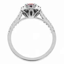 Sale Anello Zaffiro Rosa Ovale in Oro Bianco con Diamanti Anelli