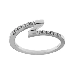Sale Anello Fantasia Fulmine in Oro Bianco con Diamanti 0,08 Carati Anelli