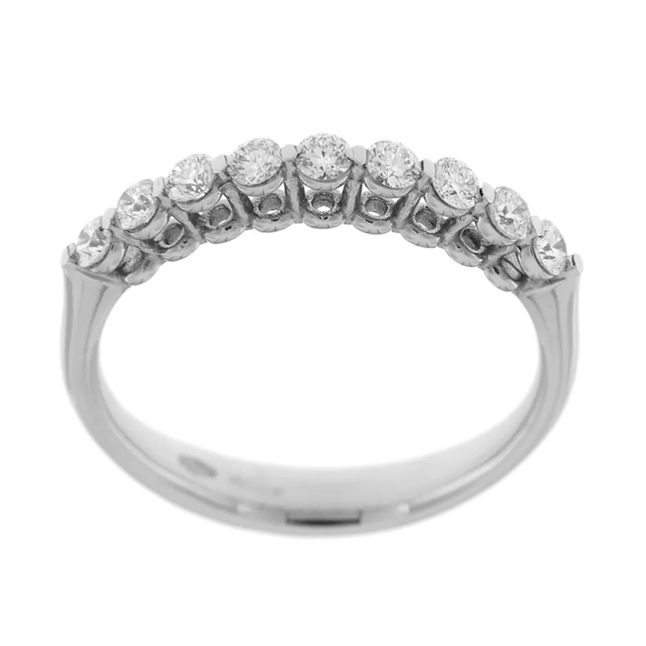 Sale Anello Fedina in Oro Bianco con Diamanti 0,43 Carati Anelli