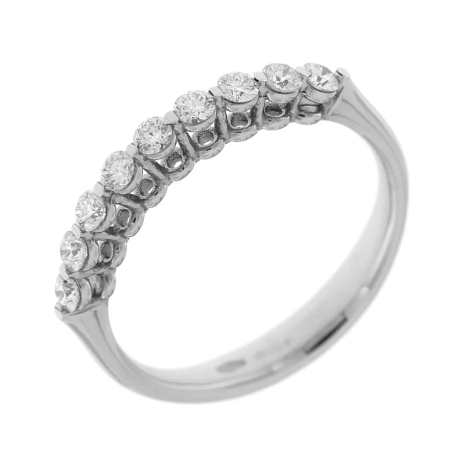 Sale Anello Fedina in Oro Bianco con Diamanti 0,43 Carati Anelli