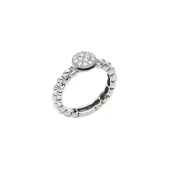 Outlet Anello Fope Collezione Eka in Oro Bianco con Pave di Diamanti Gioielli Fope