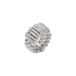 Sale Anello Fope Collezione Panorama Flex It in Oro Bianco con Diamanti Gioielli Fope