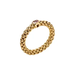 New Anello Fope Collezione Souls Flex It in Oro Giallo con Zaffiro Rosa Gioielli Fope