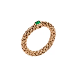 Discount Anello Fope Collezione Souls Flex It in Oro Rosa con Smeraldo Gioielli Fope