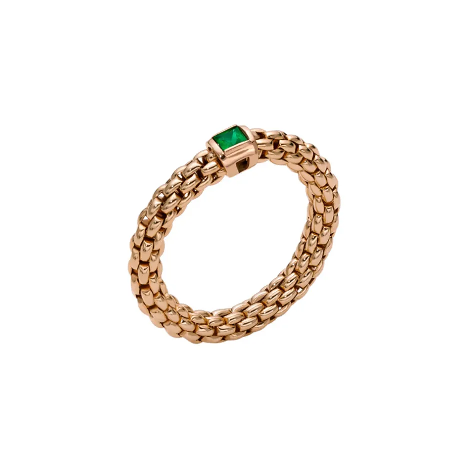 Discount Anello Fope Collezione Souls Flex It in Oro Rosa con Smeraldo Gioielli Fope