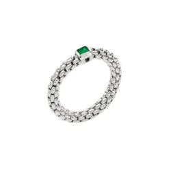 Clearance Anello Fope Collezione Souls Flex It in Oro Bianco con Smeraldo Gioielli Fope