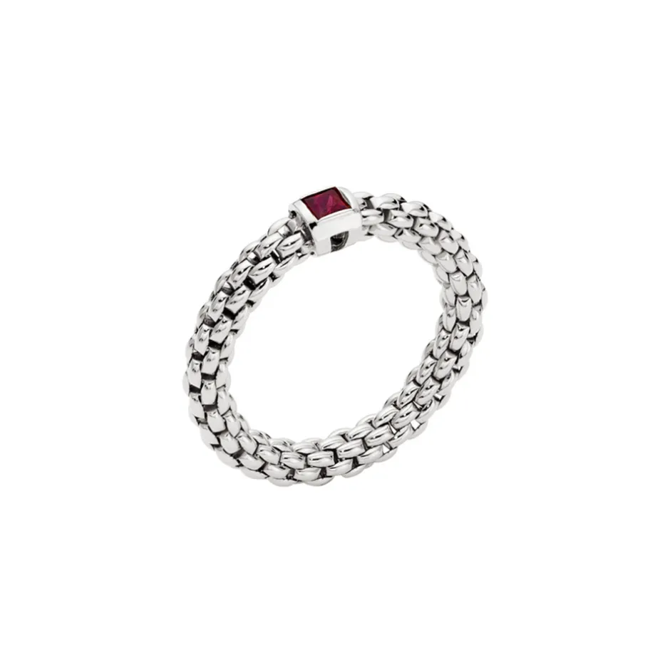 Clearance Anello Fope Collezione Souls Flex It in Oro Bianco con Rubino Gioielli Fope