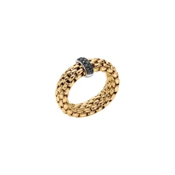 Clearance Anello Fope Collezione Vendome Flex It in Oro Giallo con Pave di Diamanti Neri Uomo Gioielli Fope | Gioielli Fope Uomo