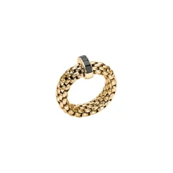 Hot Anello Fope Collezione Vendome Flex It in Oro Giallo e Diamanti Neri Uomo Gioielli Fope Uomo | Gioielli Fope
