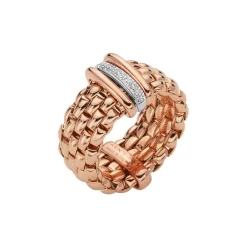 Discount Anello Fope Flex It Collezione Panorama in Oro Bianco e Rosa con Diamanti Gioielli Fope