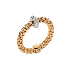 Hot Anello Fope Flex It Collezione Prima in Oro Giallo e Bianco con Diamanti Gioielli Fope