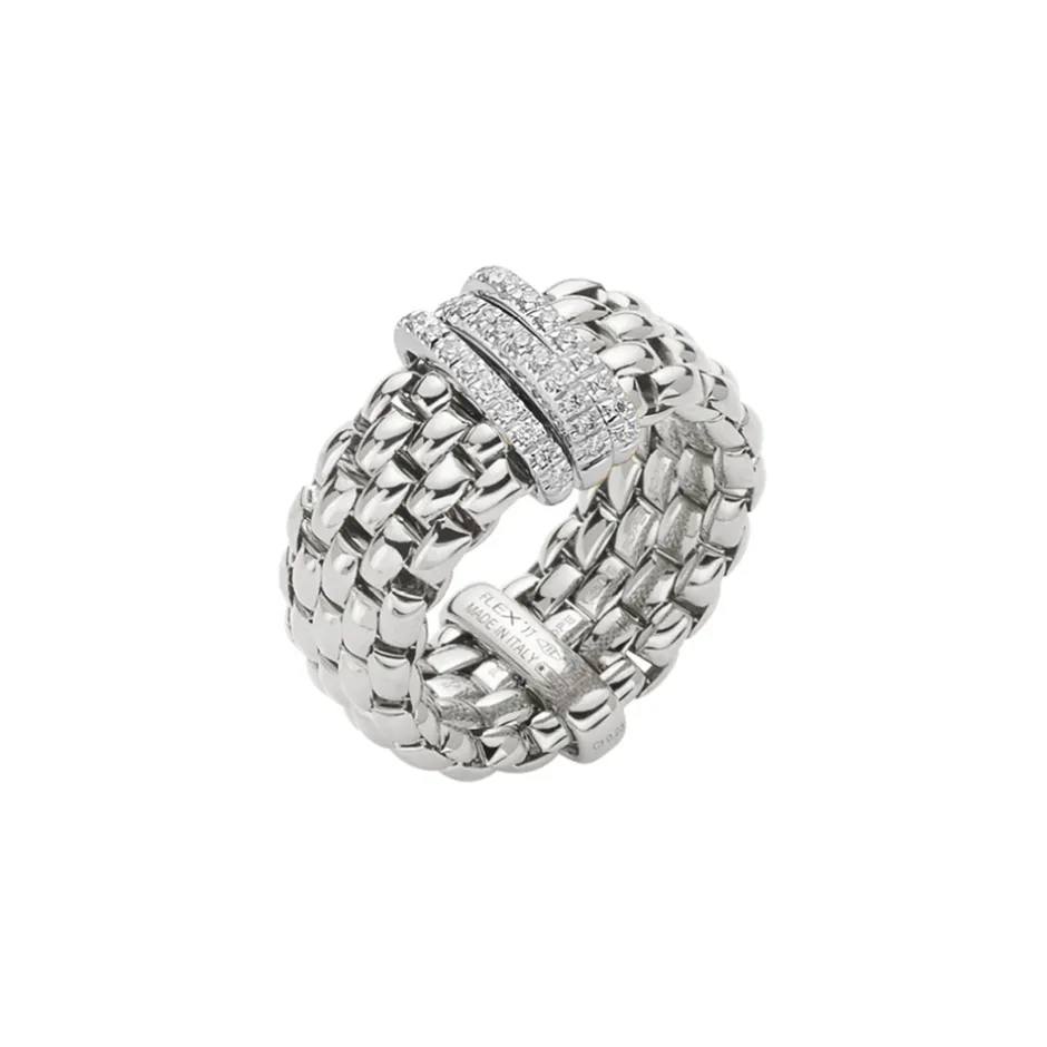 Best Anello Fope Flex It Collezione Panorama in Oro Bianco con Diamanti Gioielli Fope