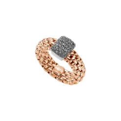 New Anello Fope Flex It Collezione Vendome in Oro Bianco e Rosa con Diamanti Neri Gioielli Fope