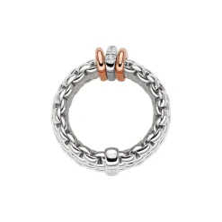 Discount Anello Fope Flex It Collezione Panorama in Oro Bianco e Rosa Misura Medium Gioielli Fope