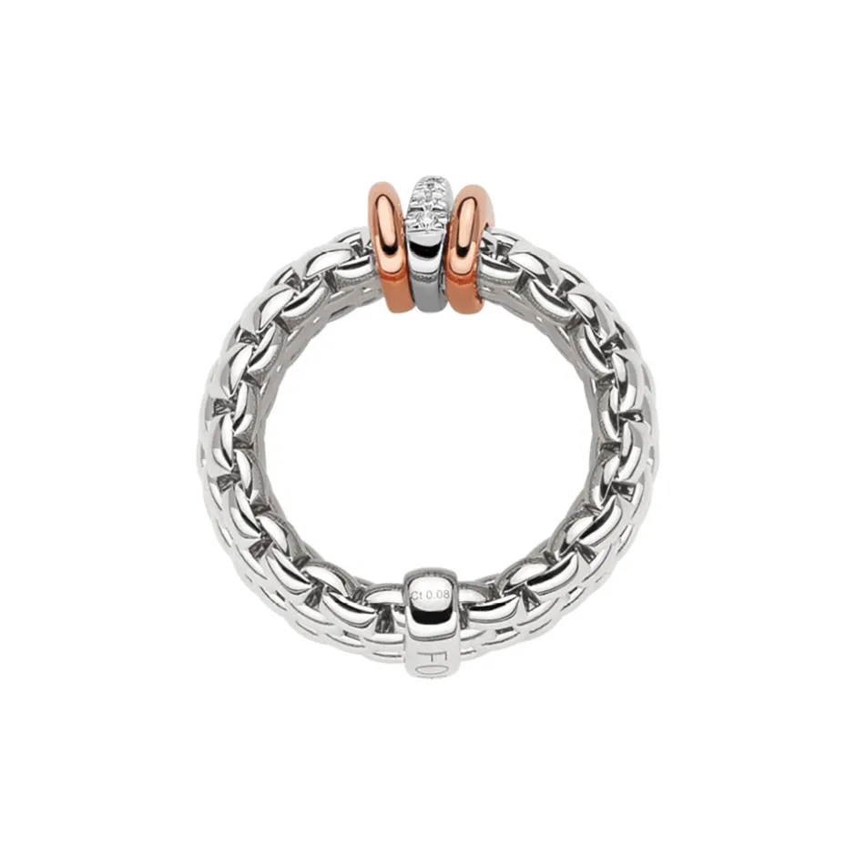 Discount Anello Fope Flex It Collezione Panorama in Oro Bianco e Rosa Misura Medium Gioielli Fope