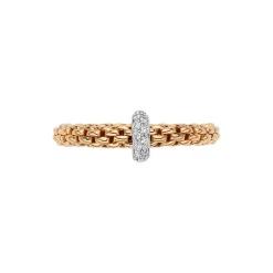 Hot Anello Fope Flex It Collezione Prima in Oro Giallo e Bianco con Diamanti Gioielli Fope