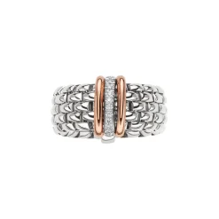 Discount Anello Fope Flex It Collezione Panorama in Oro Bianco e Rosa Misura Medium Gioielli Fope