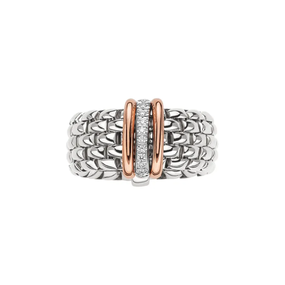 Discount Anello Fope Flex It Collezione Panorama in Oro Bianco e Rosa Misura Medium Gioielli Fope
