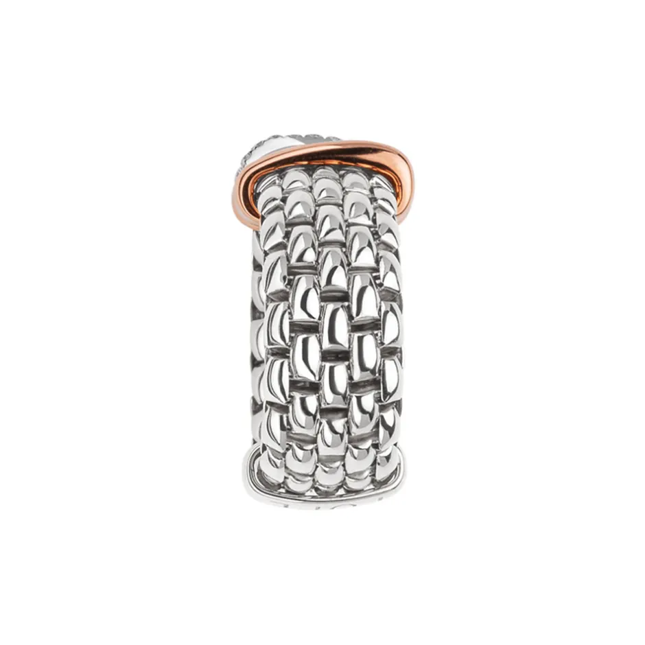 Discount Anello Fope Flex It Collezione Panorama in Oro Bianco e Rosa Misura Medium Gioielli Fope