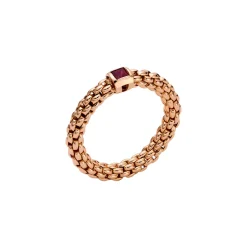 Outlet Anello Fope Souls Flex It in Oro Rosa con Rubino Gioielli Fope