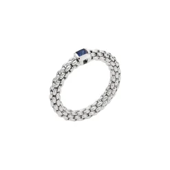 Sale Anello Fope Souls Flex It in Oro Bianco con Zaffiro Blu Gioielli Fope