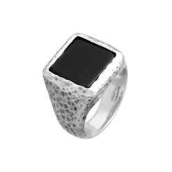Sale Anello Giovanni Raspini Martellato Quadro Onice Grande Uomo Gioielli Giovanni Raspini Uomo