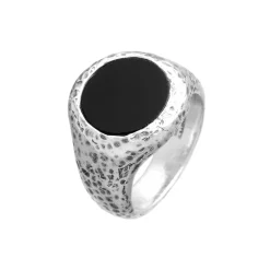 New Anello Giovanni Raspini Martellato Tondo Onice Grande Uomo Gioielli Giovanni Raspini Uomo