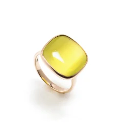 New Anello Madi Collezione Laguna con Quarzo Idrotermale Verde Chiaro Gioielli Madi