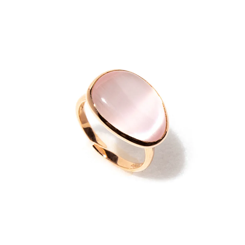 Hot Anello Madi Laguna Goccia con Quarzo Idrotermale Rosa Gioielli Madi