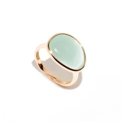 Outlet Anello Madi Laguna Goccia con Quarzo Idrotermale Verde Acqua Gioielli Madi