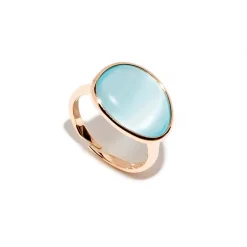 Sale Anello Madi Laguna Goccia con Quarzo Idrotermale Azzurro Gioielli Madi