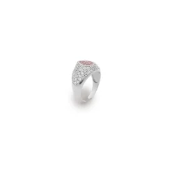Clearance Anello Rue Des Mille Chevalier Drop Pave con Zirconi Bianchi Galvanica Bianca Gioielli Rue Des Mille