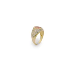 Outlet Anello Rue Des Mille Chevalier Drop Pave con Zirconi Rosa Gioielli Rue Des Mille