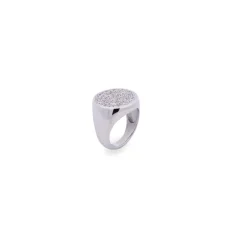 Clearance Anello Rue des Mille Scudo Pave con Zirconi Bianchi Galvanica Bianca Gioielli Rue Des Mille