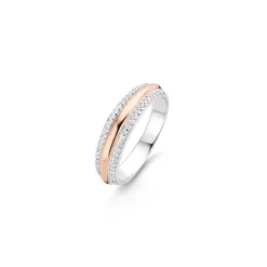 New Anello Ti Sento Milano Fedina Striscia Rosata con Zirconi in Argento Gioielli Ti Sento Milano