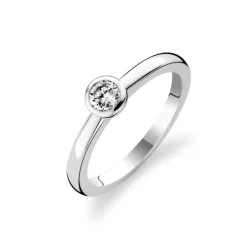 Outlet Anello Ti Sento Milano In Argento Con Solitario In Zircone a Castone Chiuso Gioielli Ti Sento Milano