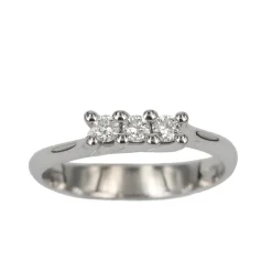 Sale Anello Trilogy in Oro Bianco con Diamanti Taglio Brillante 0,18 Carati Anelli Trilogy