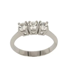 Fashion Anello Trilogy in Oro Bianco con Diamanti Taglio Brillante 0,90 Carati Anelli Trilogy
