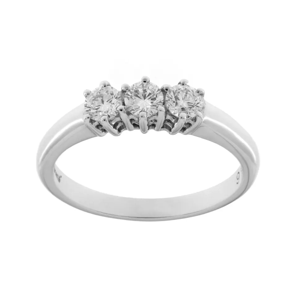 Discount Anello Trilogy in Oro Bianco e Diamanti 0,56 Carati Anelli Trilogy
