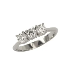 Fashion Anello Trilogy in Oro Bianco con Diamanti Taglio Brillante 0,90 Carati Anelli Trilogy