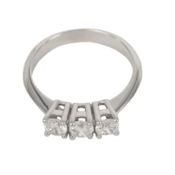 Fashion Anello Trilogy in Oro Bianco con Diamanti Taglio Brillante 0,90 Carati Anelli Trilogy