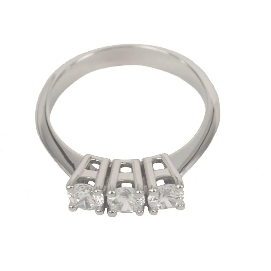 Fashion Anello Trilogy in Oro Bianco con Diamanti Taglio Brillante 0,90 Carati Anelli Trilogy