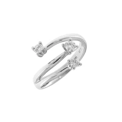Fashion Anello Trilogy Modello Incontro in Oro Bianco con Diamanti 0,37 Carati Anelli Trilogy