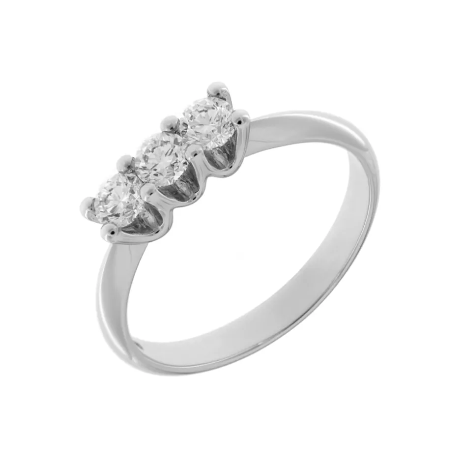 Best Anello Trilogy Modello Charlotte in Oro Bianco con Diamanti 0,31 Carati Anelli Trilogy