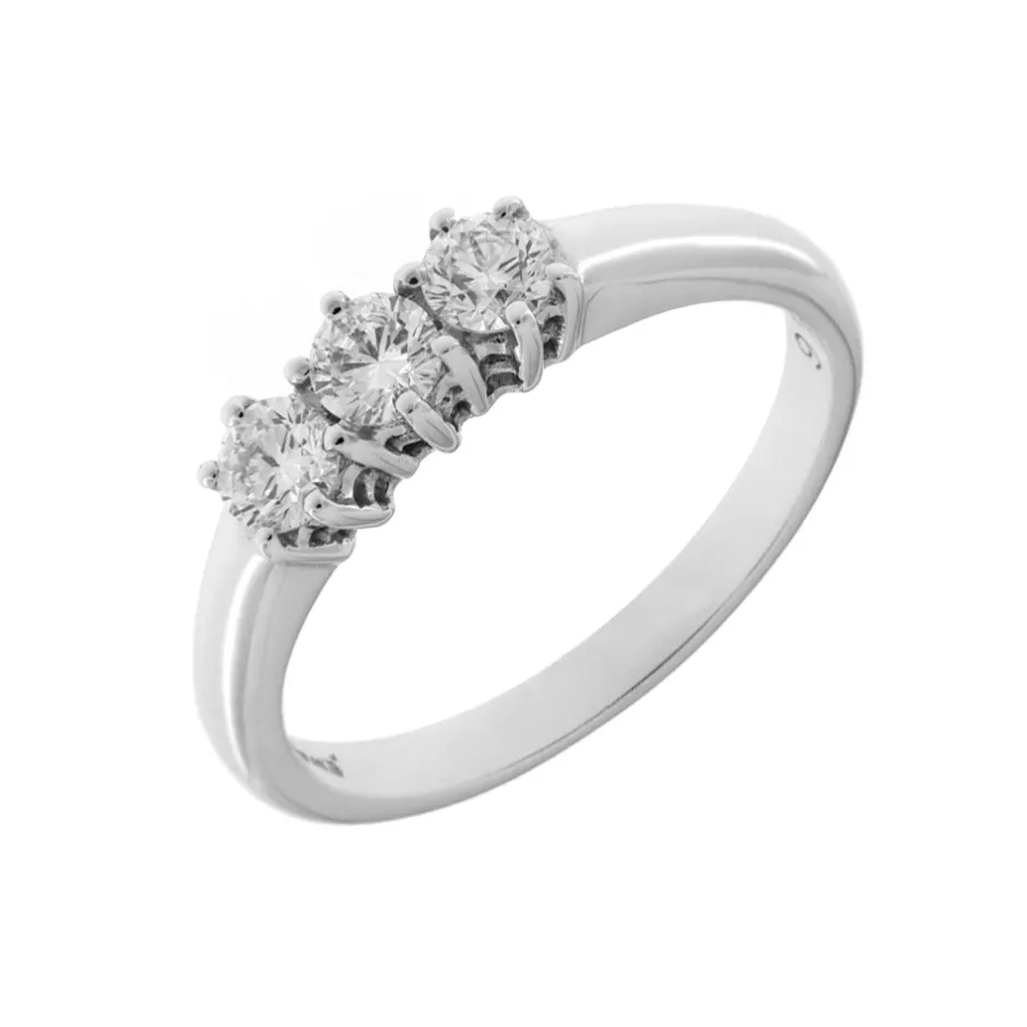 Discount Anello Trilogy in Oro Bianco e Diamanti 0,56 Carati Anelli Trilogy